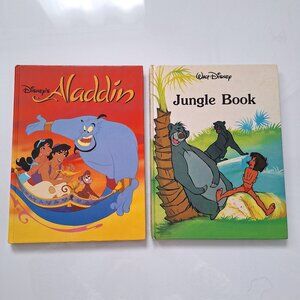 Disney Hard Cover Books Jungle Book & Aladdin